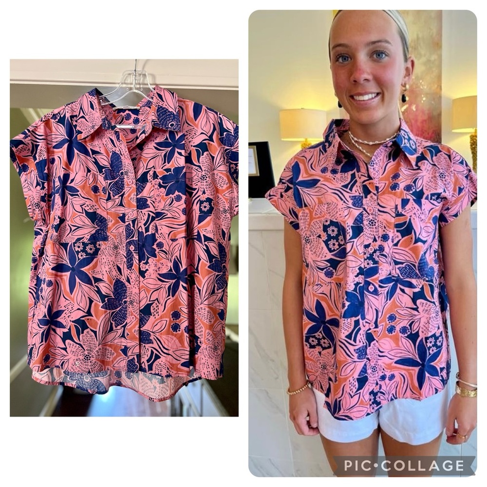 Karlie Floral Poplin Pocket Utility Top
